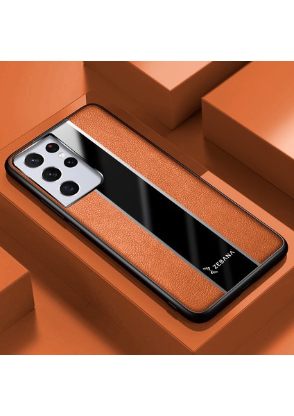 Samsung Galaxy S25 Ultra Uyumlu Kılıf Premium Deri Kılıf Kahverengi