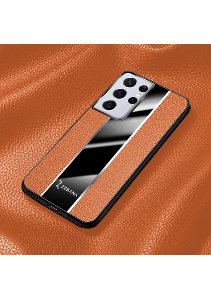 Samsung Galaxy S25 Ultra Uyumlu Kılıf Premium Deri Kılıf Kahverengi