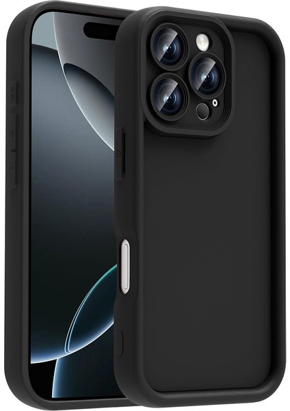 Apple iPhone 16 Pro Max ile Uyumlu Kılıf Parlak Tek Renkli Yüzey Dayanıklı Malzeme & Tam Koruma Redolent Kılıf Ergonomik Kavrama Kolay Erişim Kapak Siyah