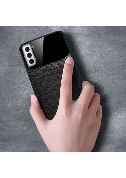 Samsung Galaxy S25 Uyumlu Kılıf Lens Deri Kılıf Siyah modelleri