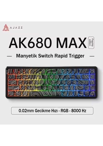 AK680 Max Rapid Trigger Manyetik Switch Mekanik Klavye Rgb Aydınlatma 0.02 Ultra Düşük Gecikme-Siyah