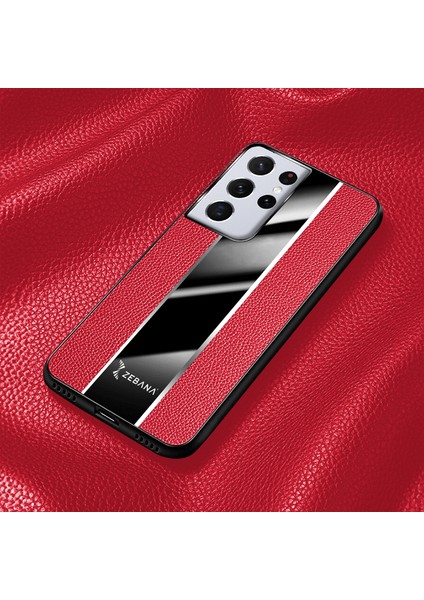 Samsung Galaxy S25 Ultra Uyumlu Kılıf Premium Deri Kılıf Kırmızı