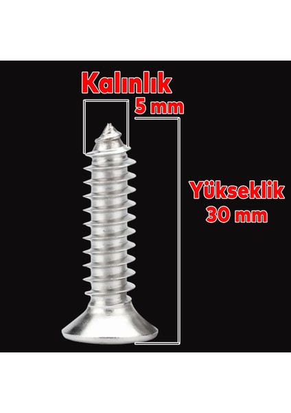 Sunta Vidası Sivri Uçlu Ahşap Tahta Ağaç Mobilya Ayak Kulp Vidası 5X30 mm Paket 200 Adet fiyatları