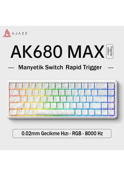 AK680 Max Rapid Trigger Manyetik Switch Mekanik Klavye Rgb Aydınlatma 0.02 Ultra Düşük Gecikme-Siyah