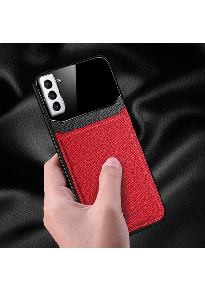 Samsung Galaxy S25 Plus Uyumlu Kılıf Lens Deri Kılıf Kırmızı fiyatları