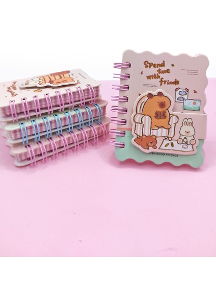 Capybara Tavşan Ayı Cırtlı Cep Boy Mini Not Defteri (7x8 Cm) - Bff