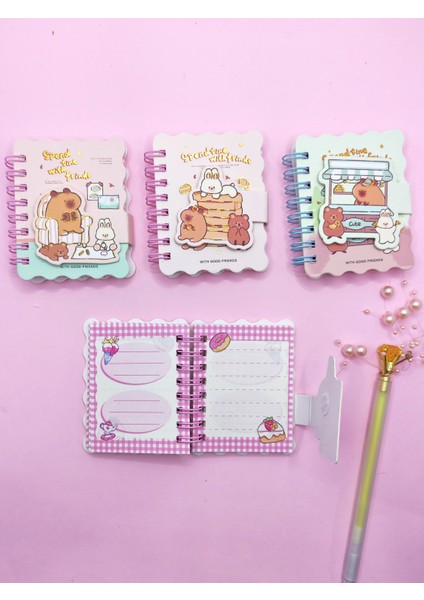 Capybara Tavşan Ayı Cırtlı Cep Boy Mini Not Defteri (7x8 Cm) - Bff