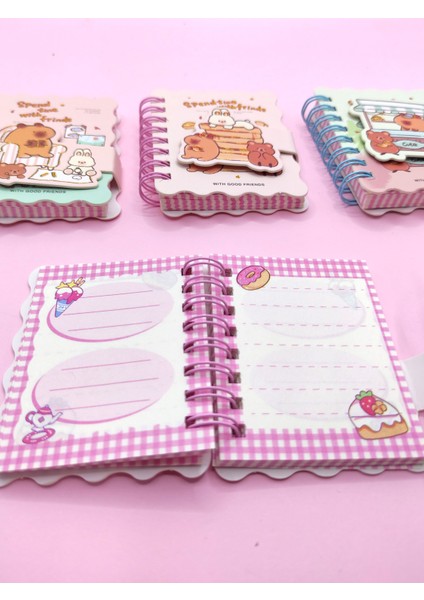 Capybara Tavşan Ayı Cırtlı Cep Boy Mini Not Defteri (7x8 Cm) - Bff