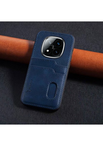 Xiaomi Poco X7 Uyumlu Kılıf Kartlıklı Lüx Deri Kılıf Lacivert