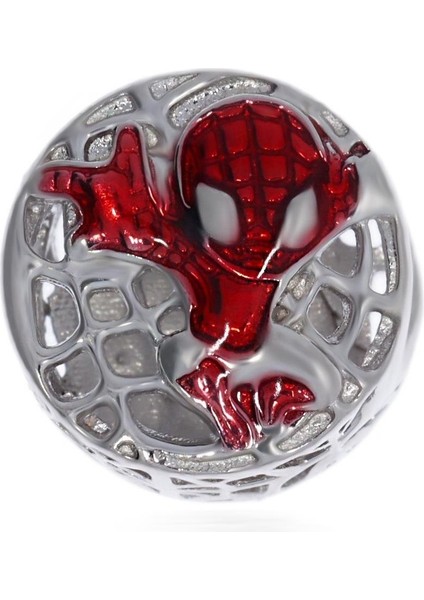 Kadın Spiderman Şehirde Temalı Gümüş Charm