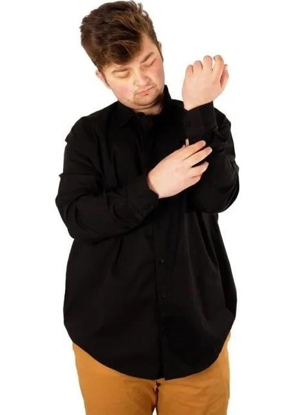 Modexl 20351 Battal Gomlek-Sıyah