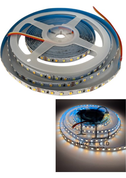 12 Volt 2835 Smd 120 Ledli Tunable Çift Renkli Şerit LED Cct IP20 Iç Mekan 5 Metre