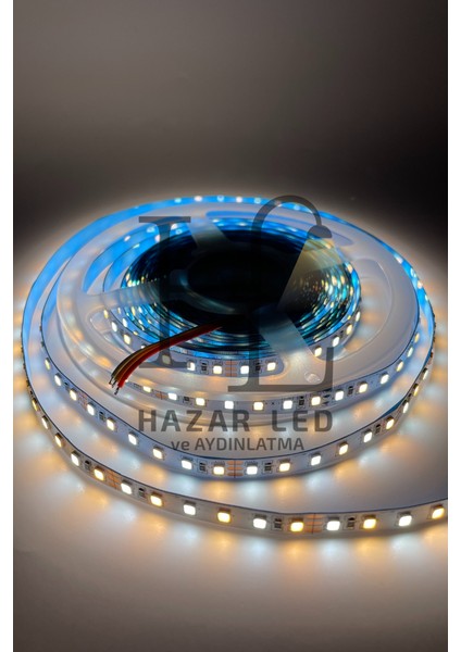 12 Volt 2835 Smd 120 Ledli Tunable Çift Renkli Şerit LED Cct IP20 Iç Mekan 5 Metre