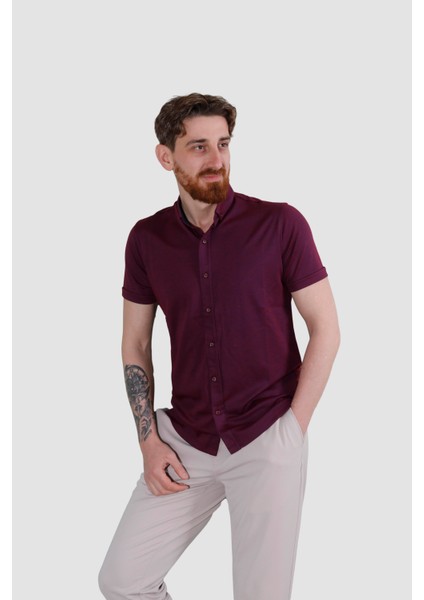 2910-G Hsk Erkek Gomlek-Bordo