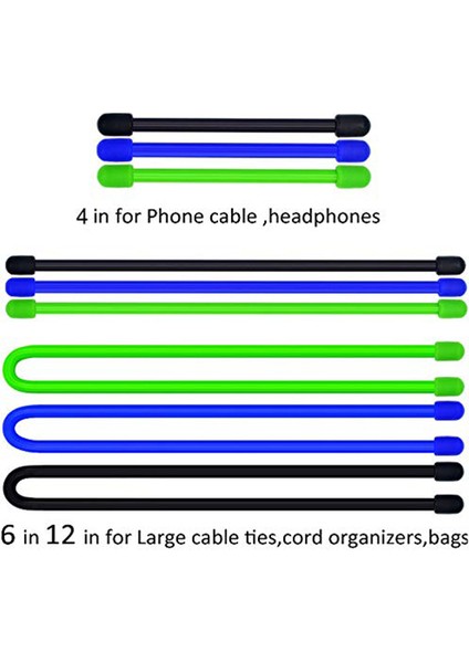 Srıwen 2020 9 Adet/takım Silikon Kablo Bağı, Yeniden Kullanılabilir Büküm Kravat, Kablo Bağı Askıları, 4 Inç, 6 Inç, 12 Inç (Yurt Dışından) fırsatları