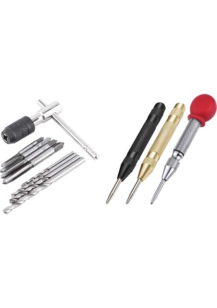 1 Takım Otomatik Merkezi Delgeç Aleti, Kırma El Aleti ve 1 Takım T-Kolu Cırcır Musluk Tutucu Anahtar Aleti Seti (Yurt Dışından)