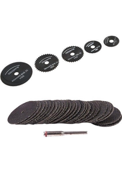 Srıwen 2020 25 Adet 32MM Reçine Kesme Diski Disk Seti Kiti + 1 Mandrel Döner Alet ve 6 Adet Metal Hss Daire Testere Bıçağı Seti (Yurt Dışından)
