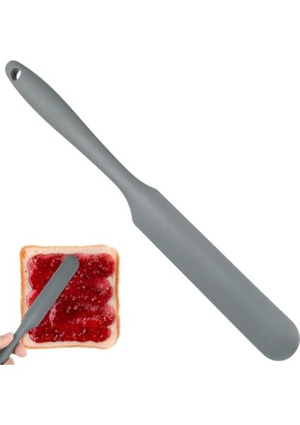 Silikon Tereyağı ve Krema Spatulası, Kek Spatulası, 5 Farklı Renk Seçeneği (Antrasit Gri)