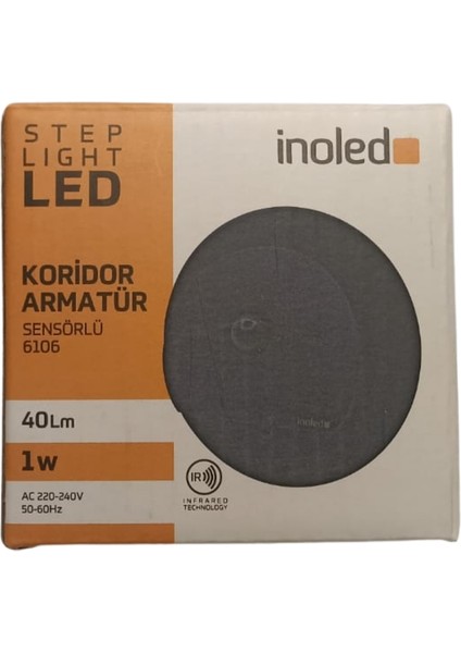 Inoled Hareket Sensörlü Yuvarlak Kasa Koridor Armatürü - Gün Işığı 3000 Kelvin - 6106