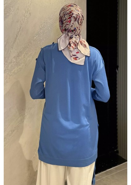 Saksmavisi Düğme Detaylı Tesettür Triko Tunik P-00009189 fırsatları