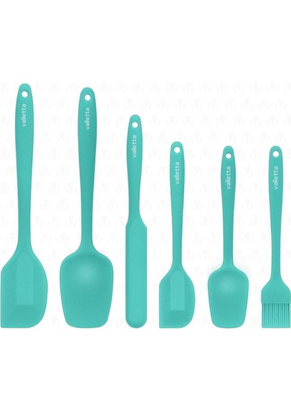 Drongo Isıya Dayanıklı Yanmaz Yapışmaz Silikon Spatula Seti 6 Parça Turkuaz