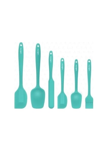 Drongo Isıya Dayanıklı Yanmaz Yapışmaz Silikon Spatula Seti 6 Parça Turkuaz