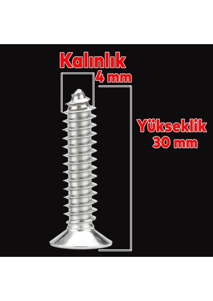 Sunta Vidası Sivri Uçlu Ahşap Tahta Ağaç Mobilya Ayak Kulp Vidası 4X30 mm Paket 500 Adet