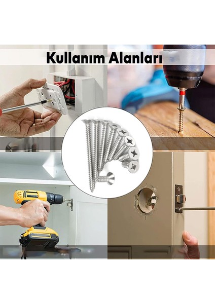 Sunta Vidası Sivri Uçlu Ahşap Tahta Ağaç Mobilya Ayak Kulp Vidası 4X30 mm Paket 500 Adet