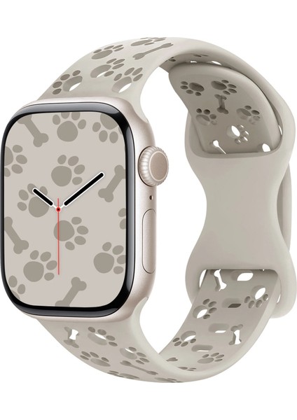 Apple Watch 44/45/46/49mm Kordon Kabartmalı Gonca Kiraz Silikon Kordon 2/3/4/5/6/se/7/8/9/10/11/ultra