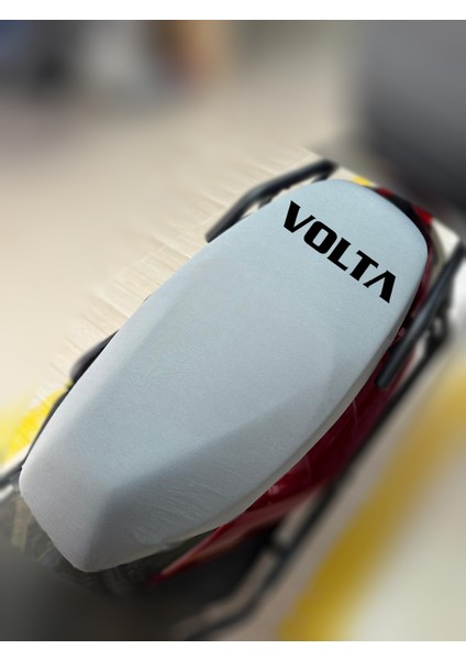 Volta Apec 125 Gri Kumaş Motosiklet Sele Kılıfı Logolu Penye Sele Koltuk Kılıfı-S