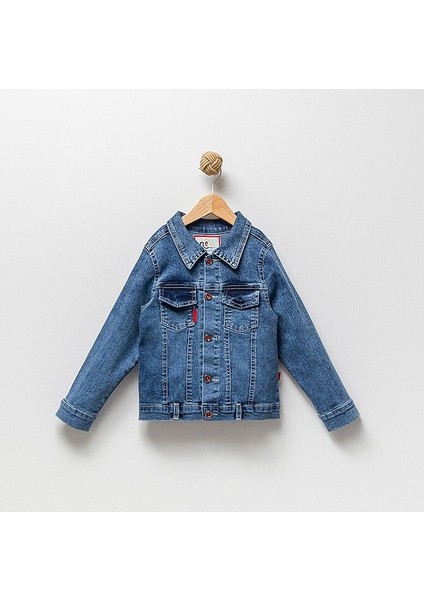 Basic Unisex Çocuk Mavi Kot Ceket