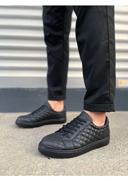 JY166 Prestige Bağcıklı Cilt Kapitone Desenli Erkek Günlük Sneaker Ayakkabı Cst - Siyah fiyatları