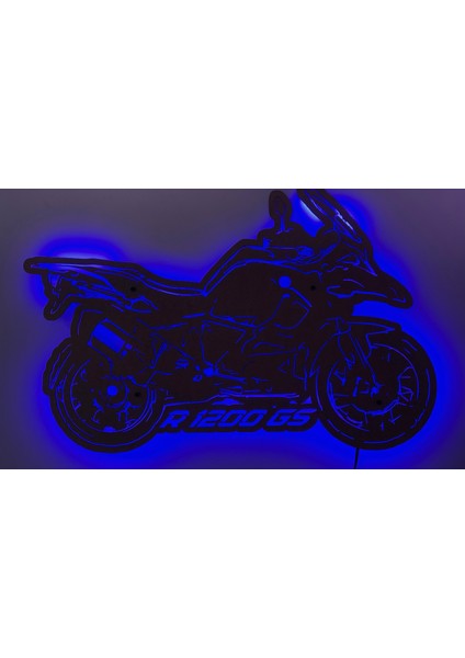 75 x 50 Motorsiklet Temalı-Işıklı Duvar Dekoru- Tablo