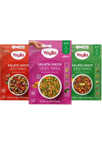 Salata Hazır Acı-Yeşil-Ekşi Miks 120 gr x3