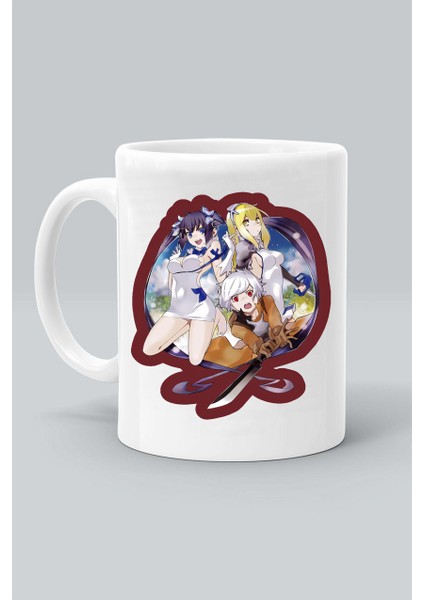 Danmachi Anime Karakter Baskılı Beyaz Kupa Bardak