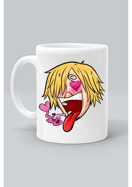 Sanji Anime Karakter One Piece Baskılı Beyaz Kupa Bardak