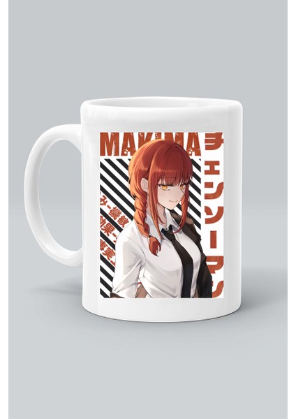 Makima Anime Karakter Chainsaw Man Baskılı Beyaz Kupa Bardak