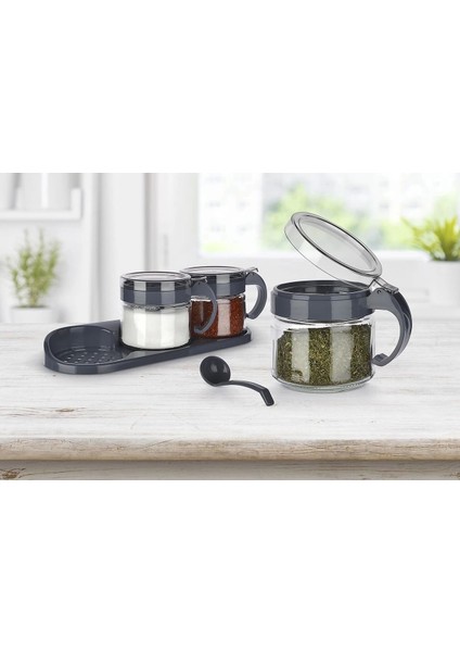 Baharat Seti 3 Adet Kaşıklı Standlı Cam Baharatlık fırsatları