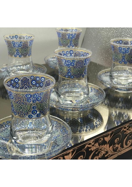 Desenli 6 Kişilik Çay Bardağı Seti