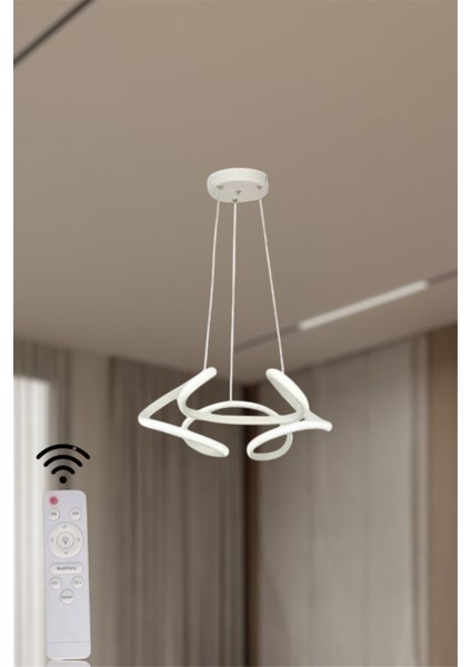 Modern Beyaz Drone Model Kumandalı 3 Renk (Beyaz / Sarı / Günışığı) LED Avize