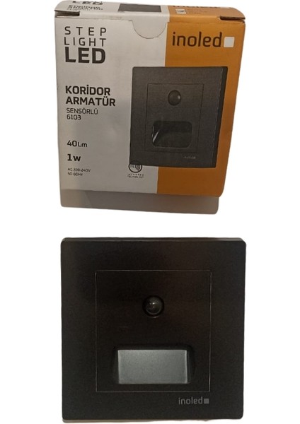 Inoled Hareket Sensörlü Kare Kasa Koridor Armatürü - Gün Işığı 3000 Kelvın - 6103