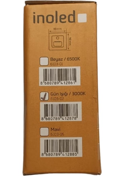 Inoled Hareket Sensörlü Kare Kasa Koridor Armatürü - Gün Işığı 3000 Kelvın - 6103