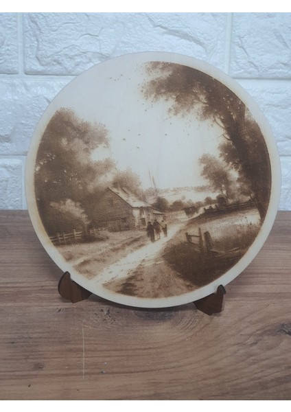 Köyde Yaşam Ahşap Yakma Tablo