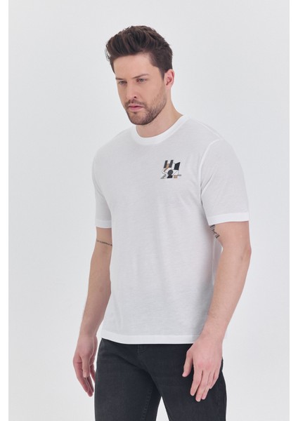 Basic Erkek T-Shirt Beyaz Kısa Kollu Erkek Tişort Nakış Detaylı fiyatları