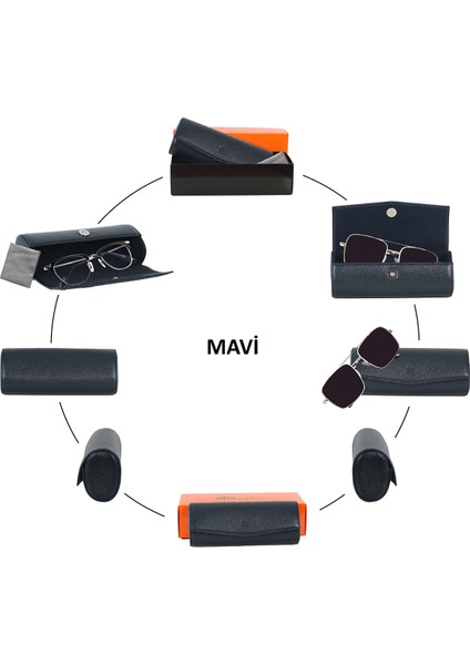 Koyu Mavi Hakiki Deri Gözlük Kabı - Kılıfı Büyük - 60346B08 indirimleri