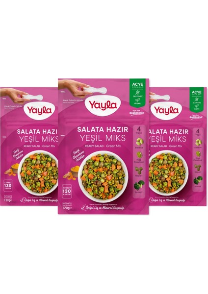 Salata Hazır Yeşil Miks 120 gr x3