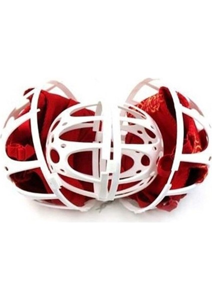 Beyaz Renk Plastik Sütyen Koruyucu Yıkama Aparatı Sepeti Topu Filesi-Klipsli modelleri