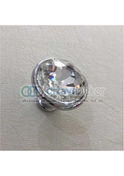 Kristal Cam Düğme Kulp Reus 32 Mm. Parlak Krom