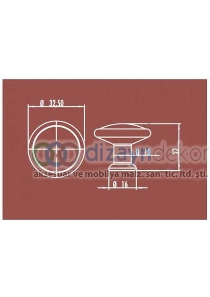 Kristal Cam Düğme Kulp Reus 32 Mm. Parlak Krom