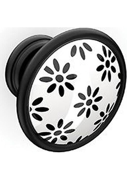 Mat Siyah Düğme Tekli Porselen Kulp Flo